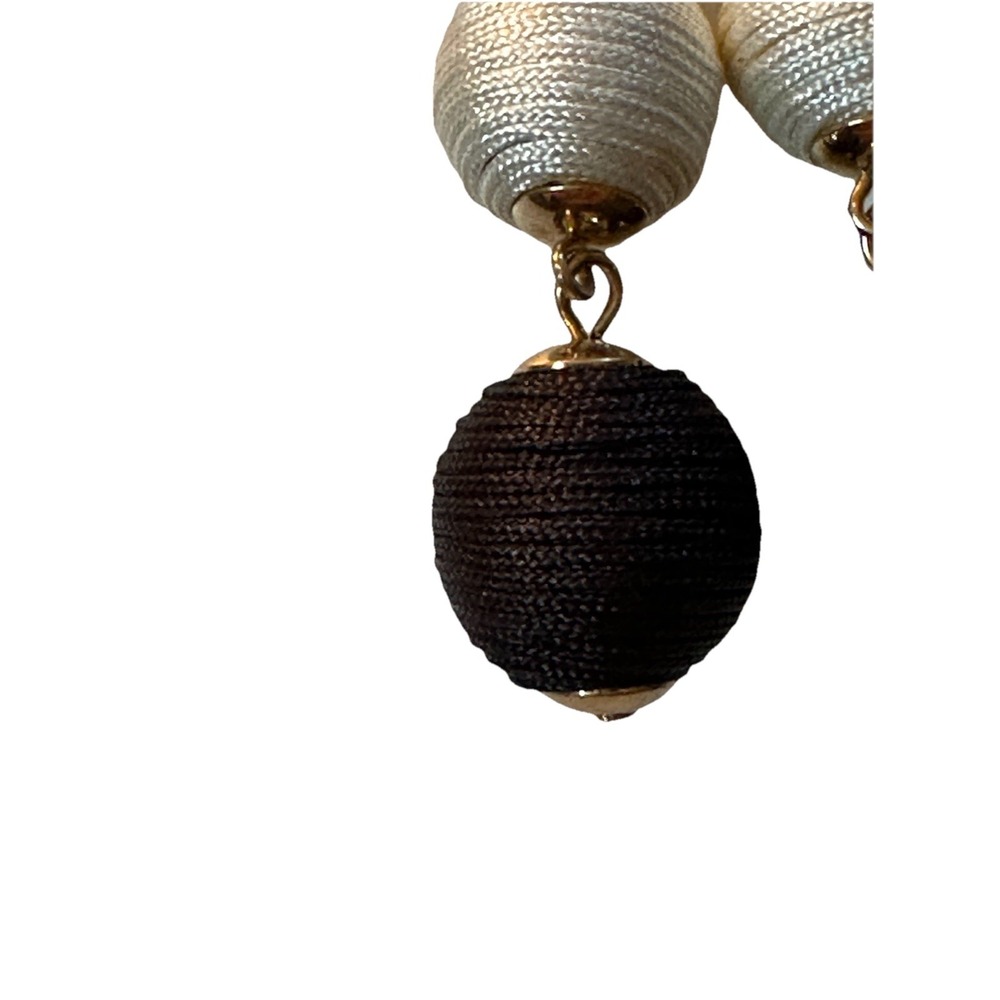 Black And White Threaded Ball Dangle Statement Ea… - image 3